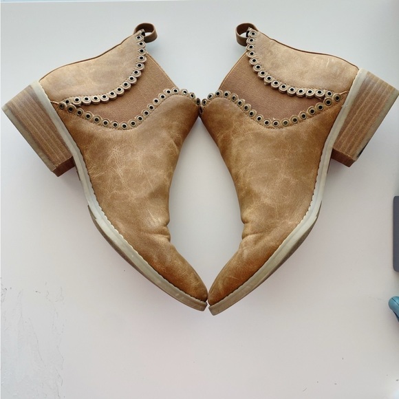COCONUTS by Matisse Zella Brown Ankle Eyelet Trim Boots - Picture 6 of 10